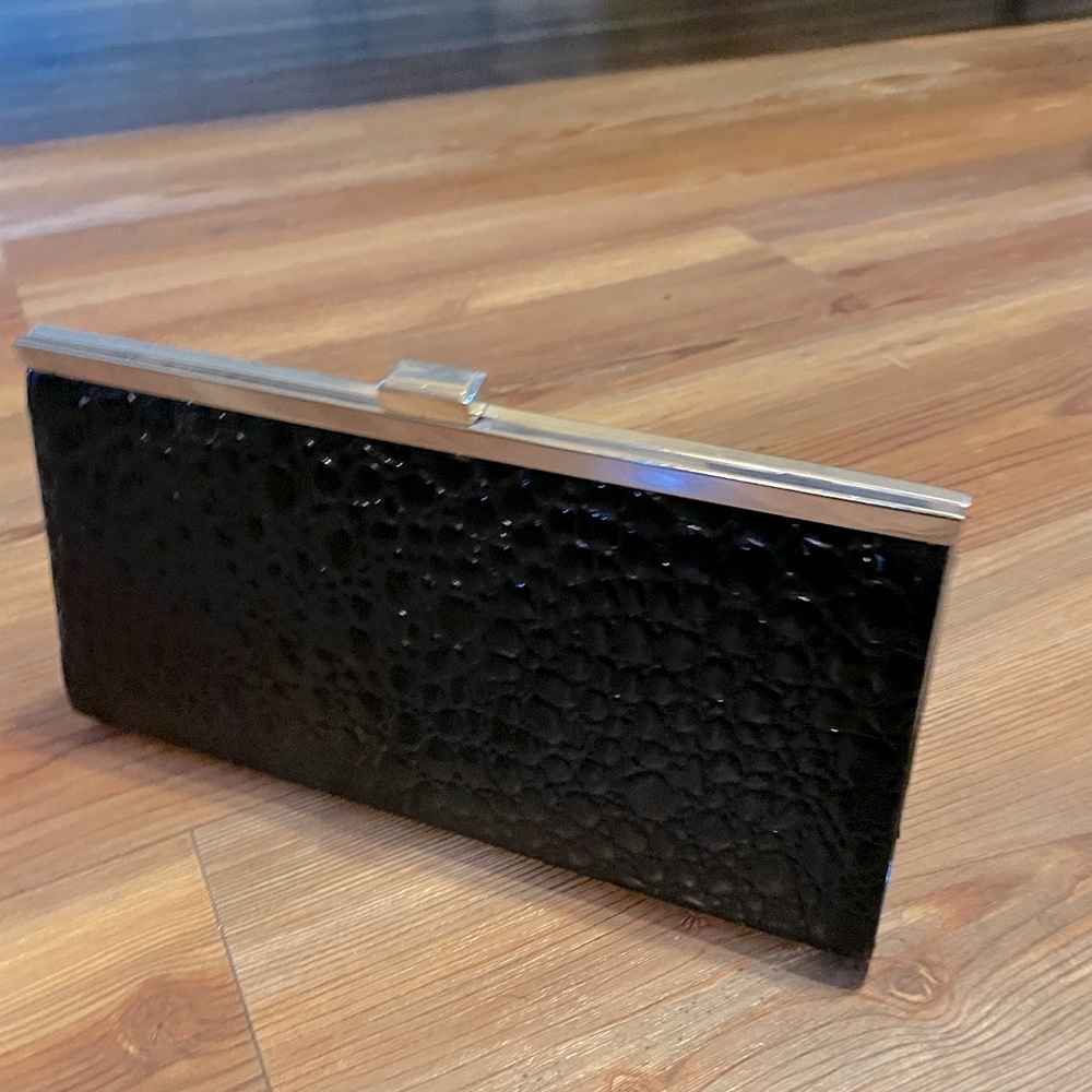 Shiny Black evening clutch (with strap if needed)
